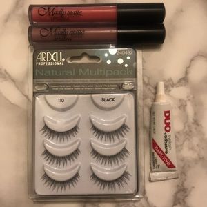 Beauty Bundle Eyelashes W/Glue Matte Lipsticks